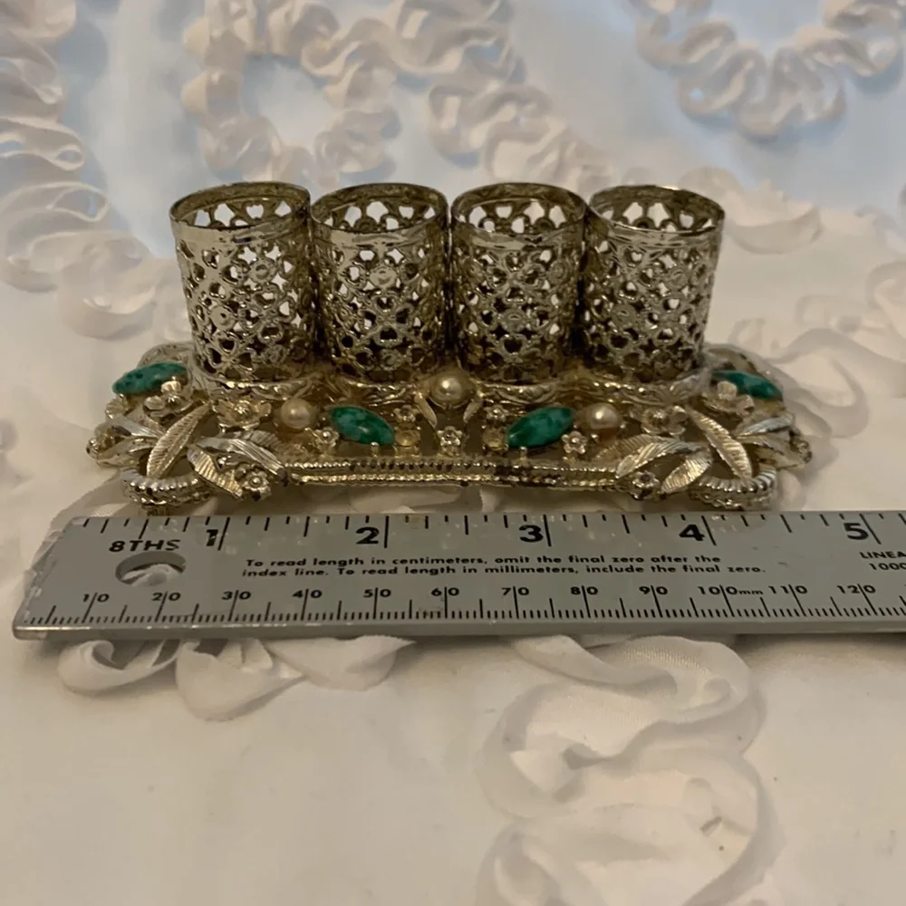 Sam Fink Vintage Filigreed Embellished Lipstick Holder Goldtone Silvertone